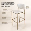 Ver imagem 6 de Banqueta Alta Aurora Dourada Off White para Bancada com Encosto Kit 4 Unidades