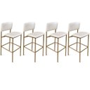 Ver imagem 3 de Banqueta Alta Aurora Dourada Off White para Bancada com Encosto Kit 4 Unidades