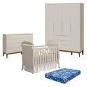 Ver imagem 1 de Quarto de Bebê 4 Portas com Cômoda com Porta Elfe Classic e Berço Americano Danny Areia Acetinado