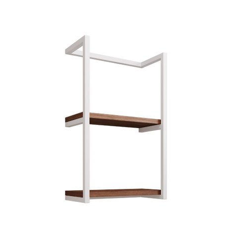 Toalheiro para Banheiro Estilo Industrial Sahy - Branco e Prateleira Imbuia
