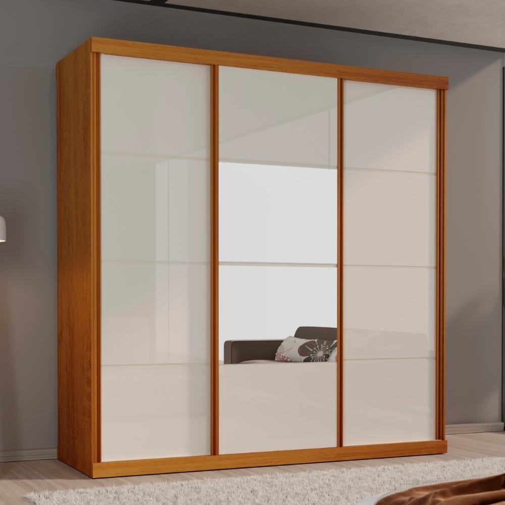 Guarda-roupa Eco 01 Esp 100% Mdf 3 Portas 4 Gav Bom Pastor - Naturale/off