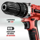Ver imagem 4 de Parafusadeira e Furadeira À Bateria Mondial Power Tools 21v com Maleta Vermelho/preto Bivolt - Pf-