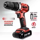 Ver imagem 5 de Parafusadeira e Furadeira À Bateria Mondial Power Tools 21v com Maleta Vermelho/preto Bivolt - Pf-