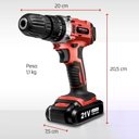 Ver imagem 7 de Parafusadeira e Furadeira À Bateria Mondial Power Tools 21v com Maleta Vermelho/preto Bivolt - Pf-