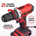Ver imagem 6 de Parafusadeira e Furadeira À Bateria Mondial Power Tools 21v com Maleta Vermelho/preto Bivolt - Pf-