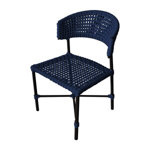 Cadeira Hortz Corda Náutica Base em Alumínio Preto/azul Marinho