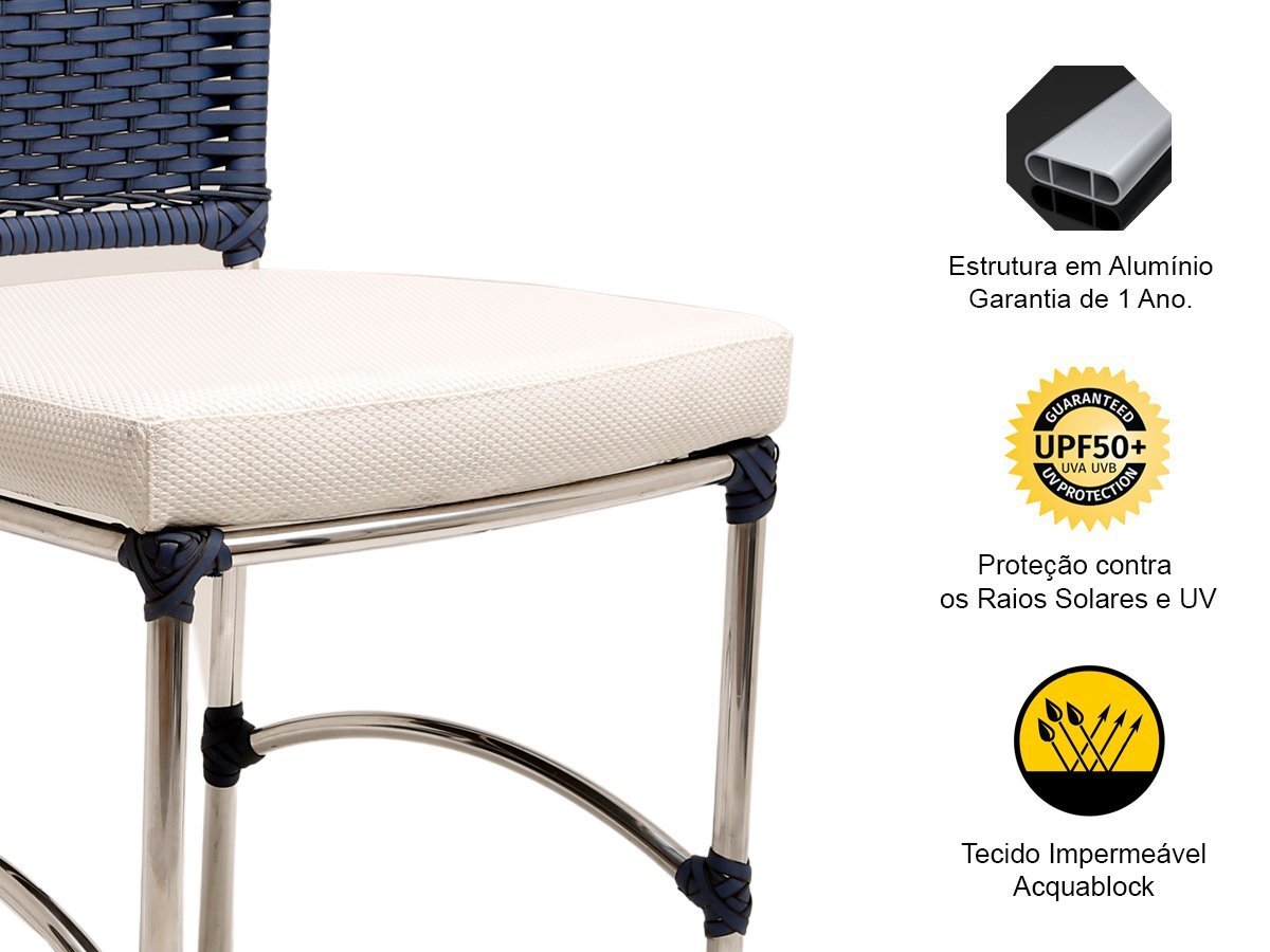 Cadeira em Alumínio e Fibra Sintética JK para Cozinha, Edícula - Azul Dark - 3