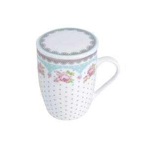 Caneca Porcelana Super White com Tampa e Filtro 340ml Lyor