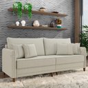Ver imagem 1 de Sofá 3 Lugares Sala de Estar Living 192cm Asbury K01 Linho Champagne - Lyam Decor