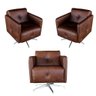 Kit 3 Poltronas Giratória Astana Couro Tabaco - 1
