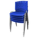 Ver imagem 2 de Cadeira Empilhável Plástica Azul Base Prata 5 Unidades - Ultra Móveis