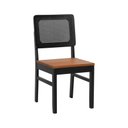 Ver imagem 3 de Kit 2 Cadeiras Madeira Maciça Lyon Encosto Telinha - Preto Assento Ripado Amêndoa
