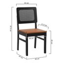 Ver imagem 2 de Kit 2 Cadeiras Madeira Maciça Lyon Encosto Telinha - Preto Assento Ripado Amêndoa