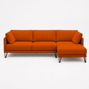 Ver imagem 5 de Sofá Sala de Estar Atena Chaise Direito Pés de Ferro 344cm 6 Lugares Bouclê Terracota M1 - Monari de
