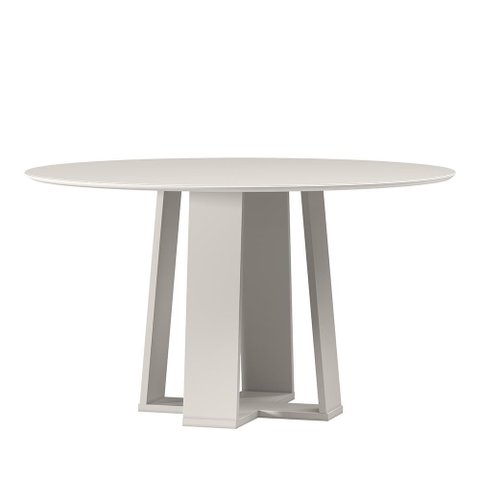 Mesa de Jantar Isabela 135x135 Off White Tampo em Mdf com Vidro - New Ceval