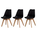Ver imagem 1 de Kit 3 Cadeiras para Mesa de Jantar Sala Cozinha Saarinen Design Leda Eiffel Base Madeira Preto