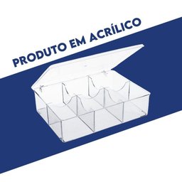 Caixa Organizadora Porta Sachês de Chá Açúcar 6 Divisórias Acrílico Utily - 4