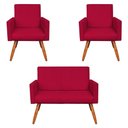 Ver imagem 1 de Kit 2 Poltronas e Namoradeira Nina Suede Vermelho