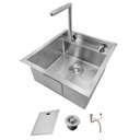 Ver imagem 1 de Cuba Cozinha 45x52 Hide Invisível com Misturador Monocomando Completa Inox Escovado Prata Brinovar