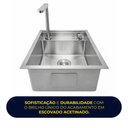 Ver imagem 3 de Cuba Cozinha 45x52 Hide Invisível com Misturador Monocomando Completa Inox Escovado Prata Brinovar