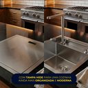 Ver imagem 6 de Cuba Cozinha 45x52 Hide Invisível com Misturador Monocomando Completa Inox Escovado Prata Brinovar