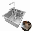 Ver imagem 2 de Cuba Cozinha 45x52 Hide Invisível com Misturador Monocomando Completa Inox Escovado Prata Brinovar