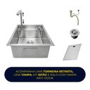 Ver imagem 4 de Cuba Cozinha 45x52 Hide Invisível com Misturador Monocomando Completa Inox Escovado Prata Brinovar