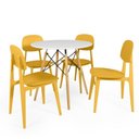 Ver imagem 1 de Conjunto Mesa de Jantar Redonda Eiffel Branca 80cm com 4 Cadeiras Itália - Amarelo