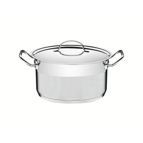 Caçarola Funda Tramontina Professional Aço Inox 1,8L com Tampa Plana e Fundo Triplo 16cm