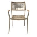 Ver imagem 6 de Kit 4 Cadeiras Saint Tropez Estrutura Alumínio Assento Encosto Corda Náutica Fendi Braço Madeira