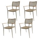Ver imagem 1 de Kit 4 Cadeiras Saint Tropez Estrutura Alumínio Assento Encosto Corda Náutica Fendi Braço Madeira