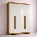 Ver imagem 1 de Guarda-roupa Moderno 4 Portas 2 Gavetas Internas com Pés - Cinamomo / Off White
