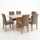 Ver imagem 2 de Conjunto de Mesa de Jantar 6 Lugares 160x80cm em MDF Cinamomo e Off White