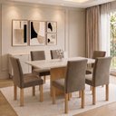 Ver imagem 1 de Conjunto de Mesa de Jantar 6 Lugares 160x80cm em MDF Cinamomo e Off White