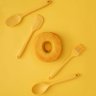 Espatula Pao Duro Reta Silicone e Mini Amarelo Kids 2un - 3