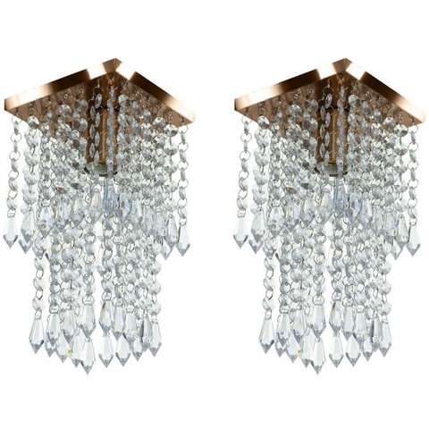 Kit 2 Lustre Plafon de Cristal Acrilico Spark Cobre
