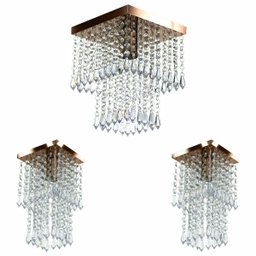 Kit 1 Lustre Cristal Acr. Marry + 2 Lustres Spark Cobre - 1