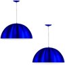 Kit 2 Lustres Pendente Meia Lua 40cm Alumínio Azul Metalico - 1
