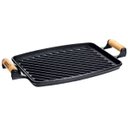 Ver imagem 1 de Chapa Grill de Ferro com Alça Madeira 33x25cm Panela Mineira