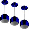 Kit 3 Pendentes Bola Pequena Alumínio 15cm Azul Metalico - 1