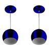 Kit 2 Pendentes Bola Pequena Alumínio 15cm Azul Metalico - 1