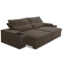 Ver imagem 5 de Sofá Retrátil Reclinável para Sala 3 Lugares 225cm Ricci F04 Veludo Marrom - Lyam Decor