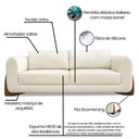 Ver imagem 7 de Sofá Living 2 Lugares 1,80m Lottus Linho Natural Pés Castanho - Pallazio