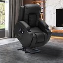 Ver imagem 2 de Poltrona do Papai Austin Elétrica Lift Reclinável Sala de Estar Aquecimento Massagem Pu Preto G94 -