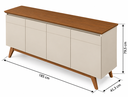 Ver imagem 5 de Buffet Classic Luxo 4 Portas 180cm Off-White/Freijó - Imcal - Off-White/Freijó/Imcal/MDF