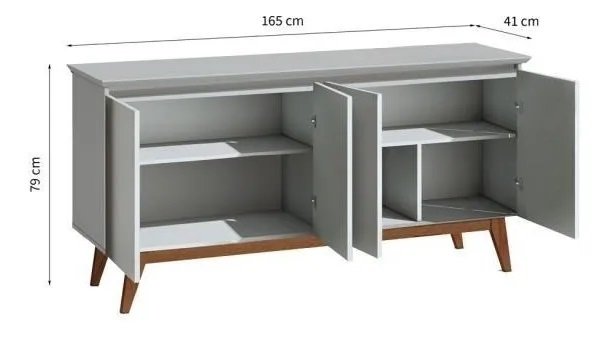 Buffet Classic Luxo 4 Portas 180cm Off-White/Freijó - Imcal - Off-White/Freijó/Imcal/MDF - 3