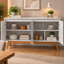 Ver imagem 2 de Buffet Classic Luxo 4 Portas 180cm Off-White/Freijó - Imcal - Off-White/Freijó/Imcal/MDF