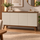 Ver imagem 1 de Buffet Classic Luxo 4 Portas 180cm Off-White/Freijó - Imcal - Off-White/Freijó/Imcal/MDF