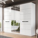 Ver imagem 1 de Guarda-roupa Casal Lisboa 6 Portas 4 Gavetas com Espelho Branco - Politorno