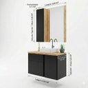 Ver imagem 3 de Kit Banheiro Gabinete 80cm Cuba e Espelheira Preto e Antiqua:preto/antiqua